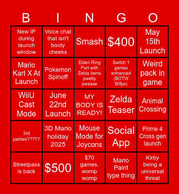 Switch 2 Direct Bingo Card