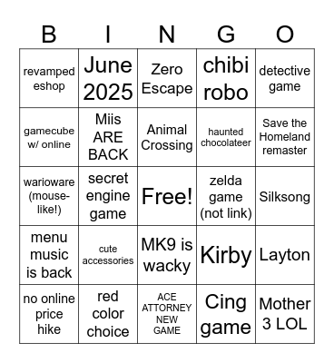 Nancy's Switch Direct Bingo Card