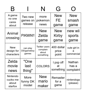 Switch 2 direct Bingo Card