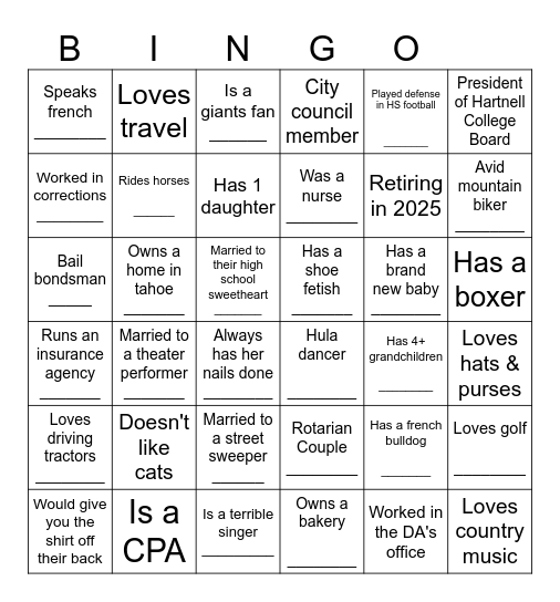 SLR Member BINGO Card