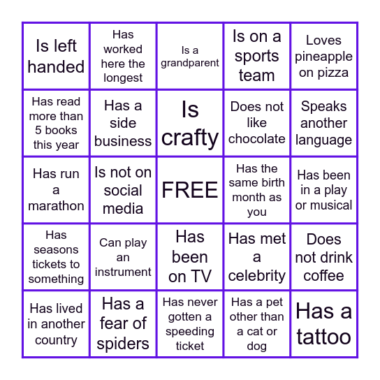 FIND A COWORKER WHO… Bingo Card