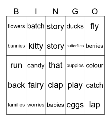 Plural: y to "ies" or "s" Bingo Card