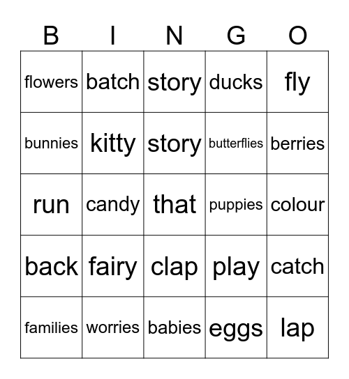 Plural: y to "ies" or "s" Bingo Card