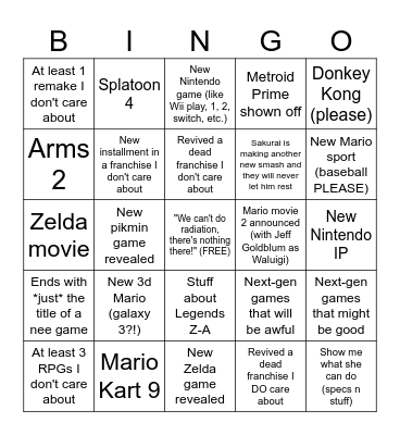 The Switch 2 Babeeeee Bingo Card
