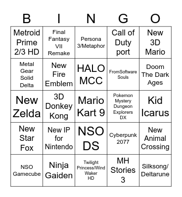 Switch 2 Reveal Bingo Card