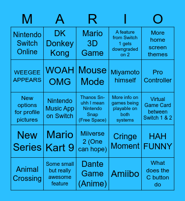 NINTENDO SWITCH 2! THAT'S RIGHT, TWO! Bingo Card