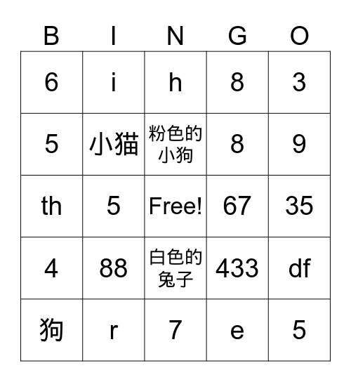 I don't know Bingo Card