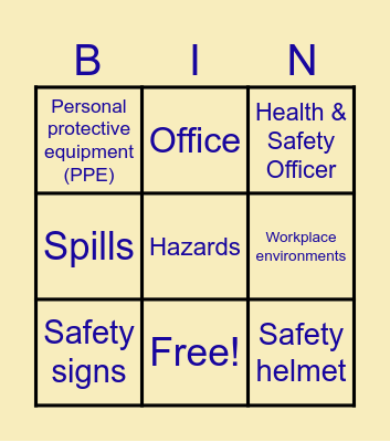 Health & Safety Recap Lesson Bingo Card