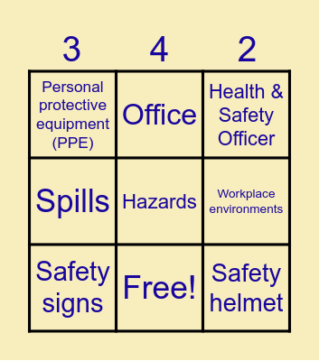 Health & Safety Recap Lesson Bingo Card