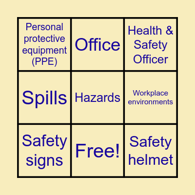 Health & Safety Recap Lesson Bingo Card