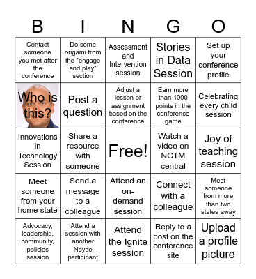 NCTM Virtual Conference Bingo Card