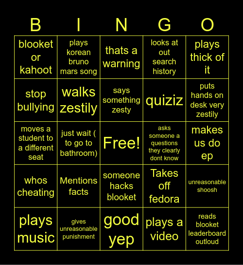 kirsopp bingo Card