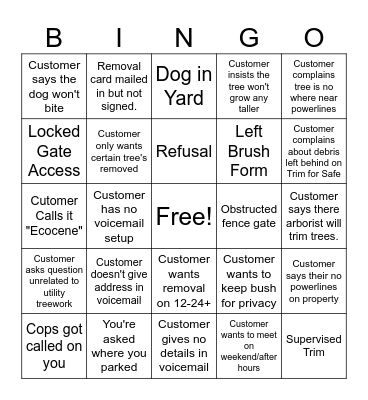 Forester Bingo Card
