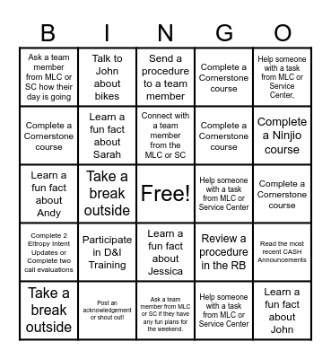 Contact Center Operations Bingo Card