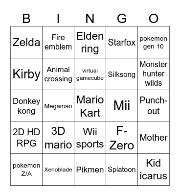 Switch 2 direct Bingo Card