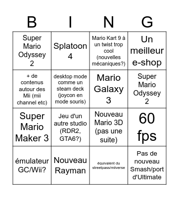 BINGO SWITCH 2 DIRECT Bingo Card