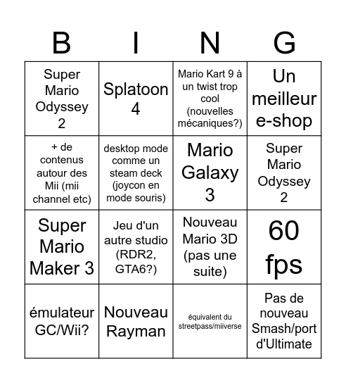BINGO SWITCH 2 DIRECT Bingo Card