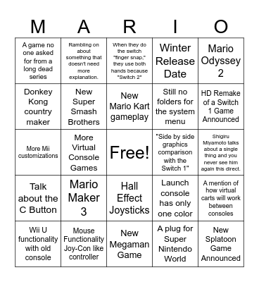 Switch 2 Bingo Card