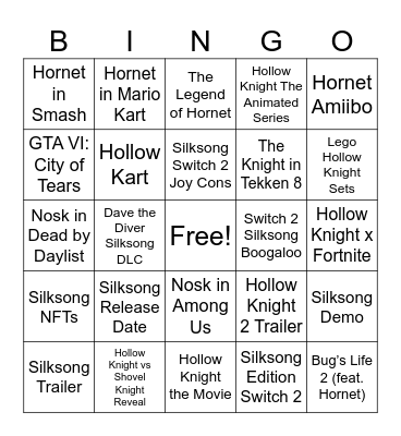 Mary’s Totally Realistic Switch 2 Bingo Card