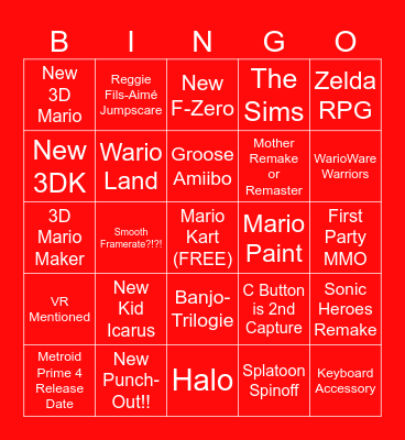 Nintendo Switch 2 Bingo Card