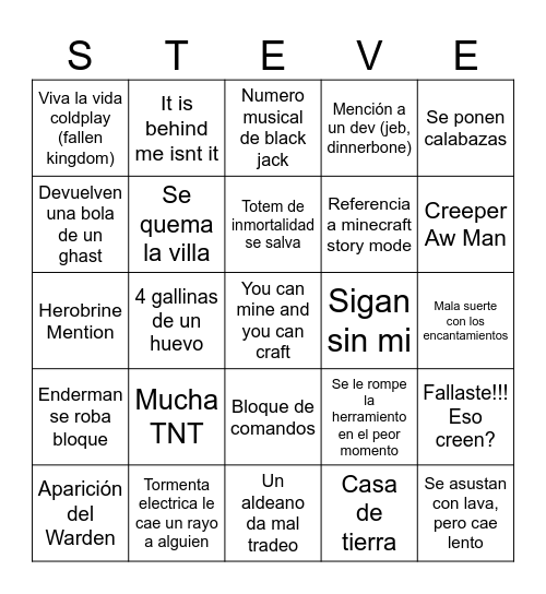 FLINT AND STEEL Bingo Card