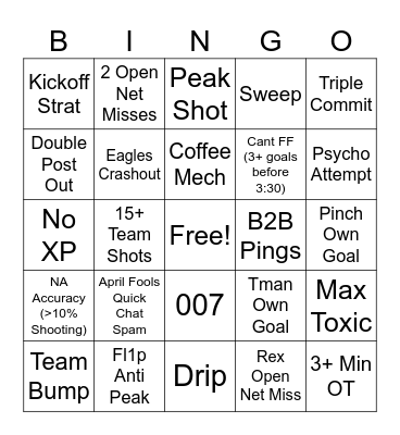 Pioneers vs Bobcats Bingo Card