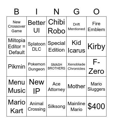 SWITCH 2 DIRECT BINGO Card