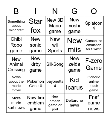 Nintendo Switch 4/2/2025 Bingo Card