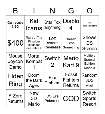 Switch Presents 4.2.2025 Bingo Card