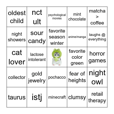 cel’s bingo Card