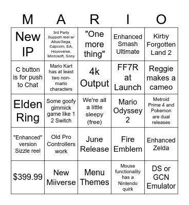 Switch 2 Direct Bingo Card