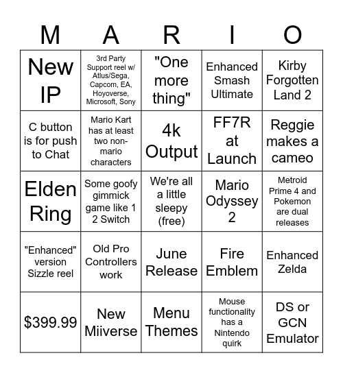 Switch 2 Direct Bingo Card
