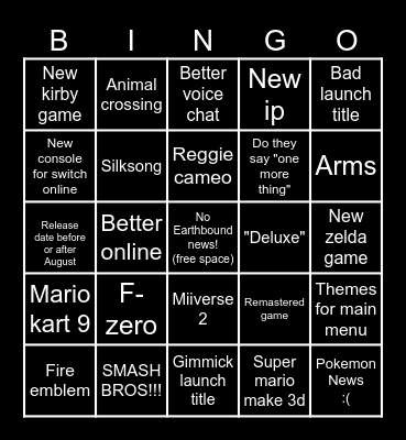 switch direct Bingo Card