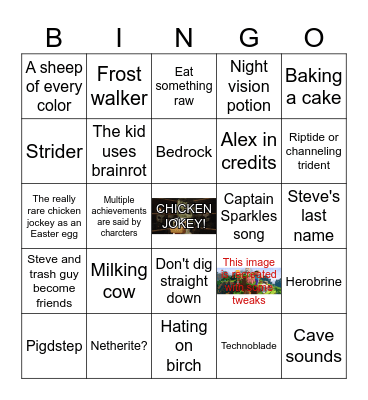CHICKEN JOCKEY MOVIE Bingo Card