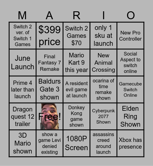 NINTENDO SWITCH 2 DIRECT CARD Bingo Card