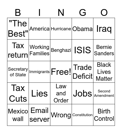 DEBATE #2 Bingo Card