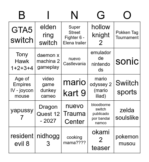 switch 2 direct Bingo Card