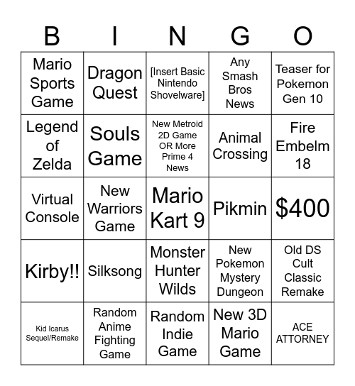 Switch 2 Direct 4/2/2025 Bingo Card