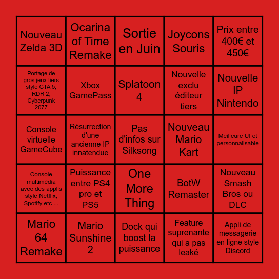 Switch 2 Direct Bingo Card