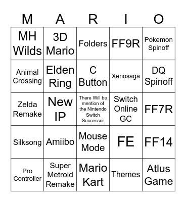Switch 2 Direct Bingo Card