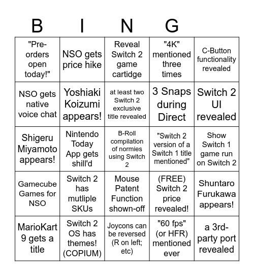 Switch 2 Reveal-All Direct (2025-04-02) Bingo Card