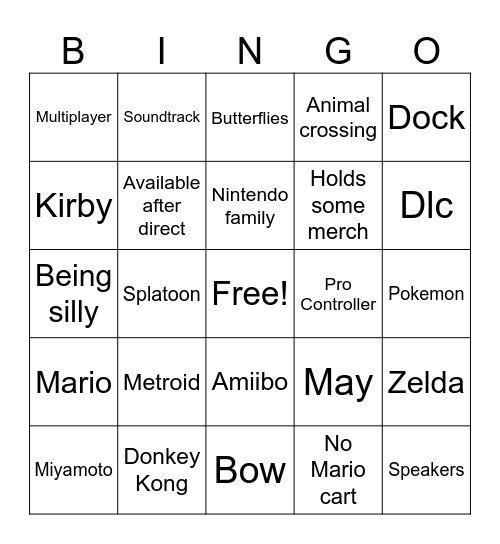 Switch 2 Bingo Card