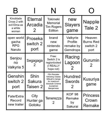 switch 2 direct april 2 2025 Bingo Card