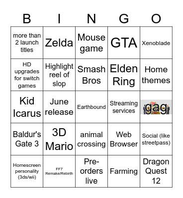 switch 2 direct Bingo Card
