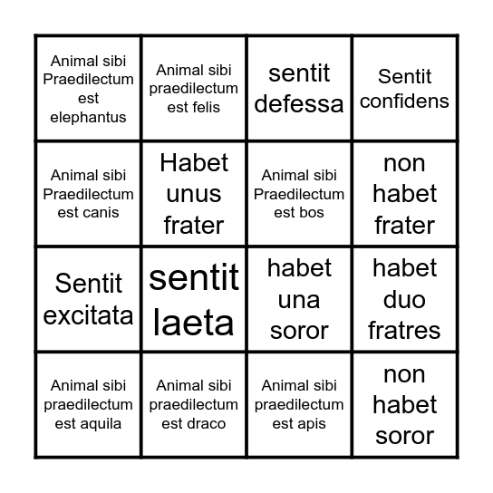 Humanus Bingo Card