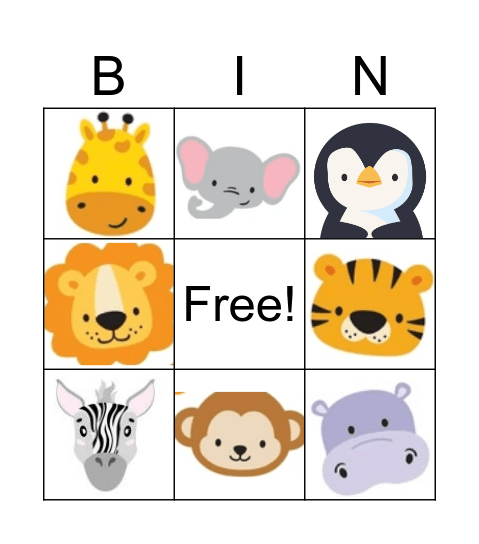 Animal Art Bingo Card