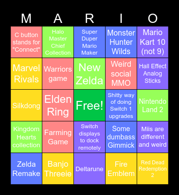 Nintendo Direct Bingo Card