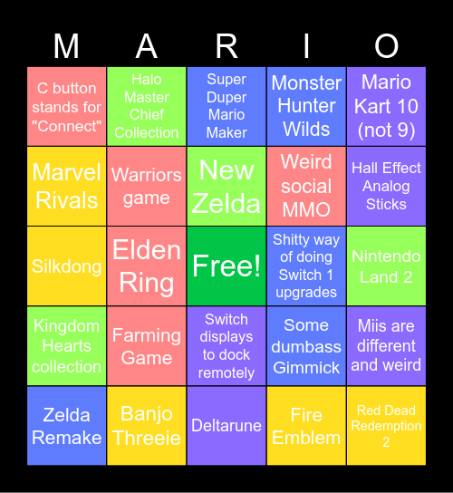 Nintendo Direct Bingo Card