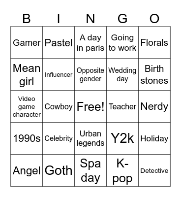 Dress to impress Bingo Card
