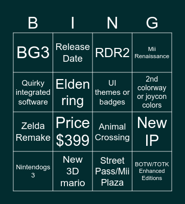Self Indulgent Direct Bingo Card